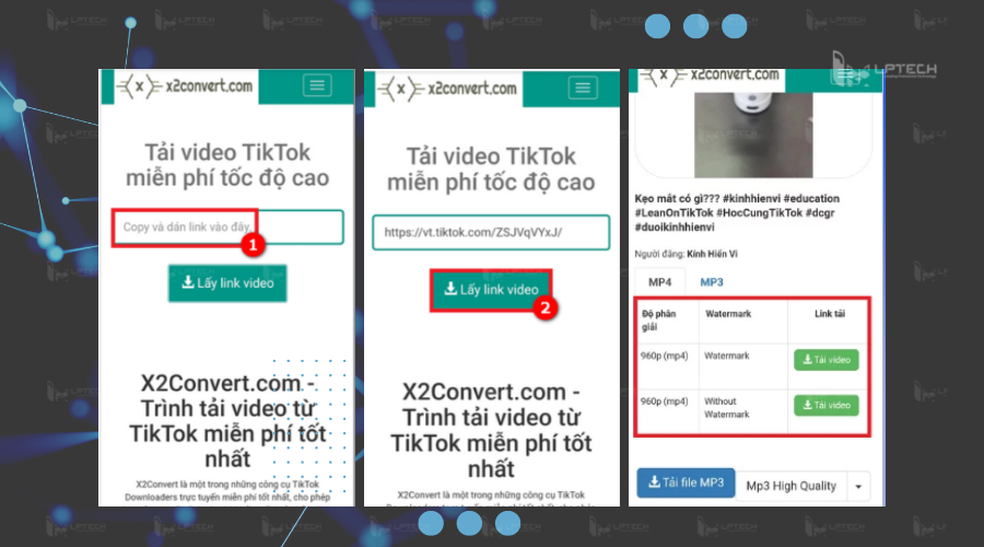 Download Video Tik Tok, không có logo qua x2convert.co
