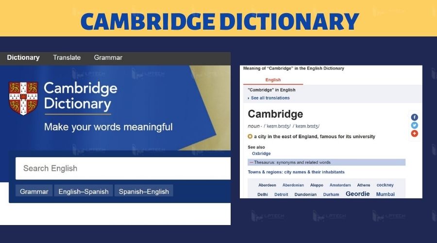 website dịch tiếng anh Cambridge Dictionary
