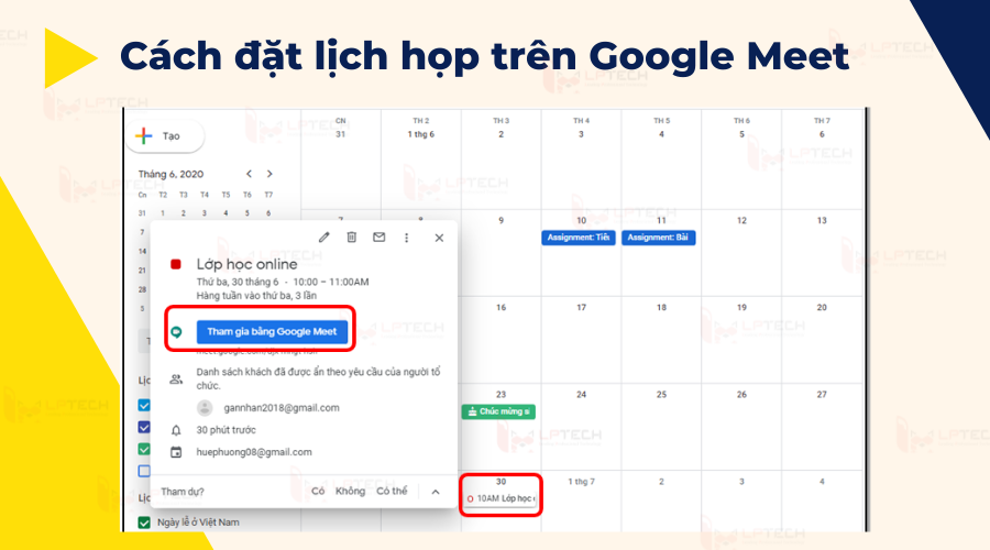 Cách đặt lịch họp trên Google Meet
