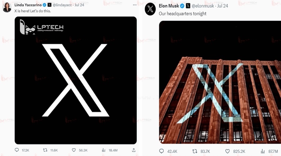thông báo thay đổi logo từ tỷ phú Elon Musk và Linda Yaccarino