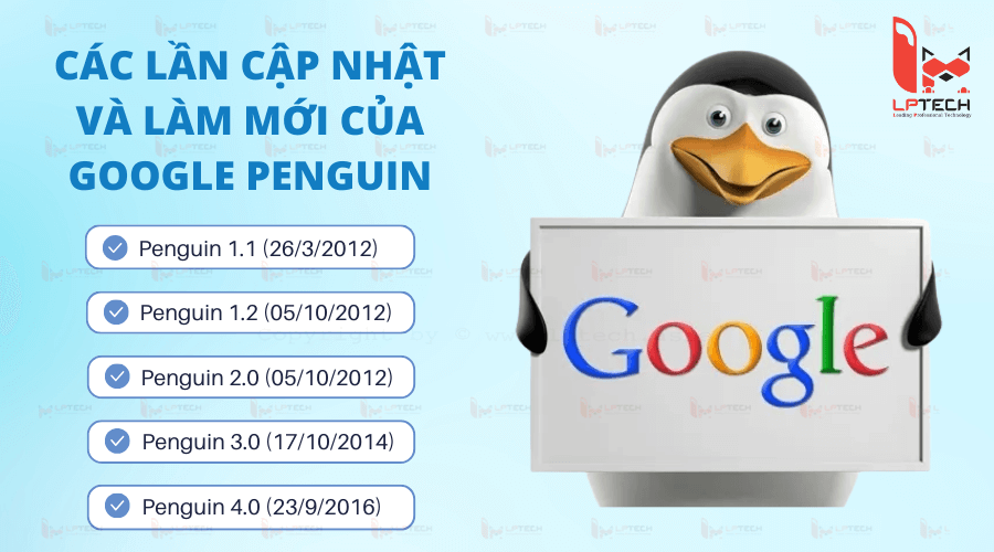 5 Lần cập nhật và làm mới của Google Penguin