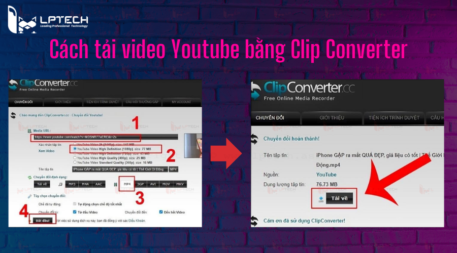 Tải video trên Youtube bằng Clip Converter
