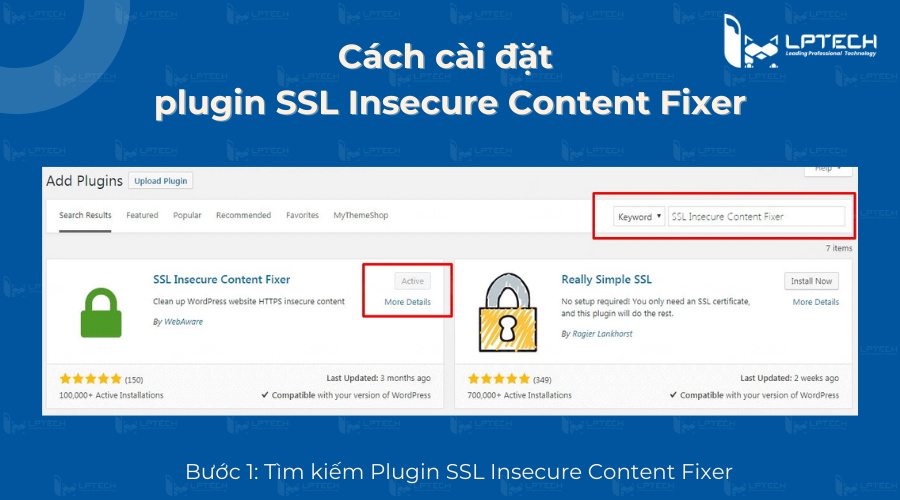 Bước 1: Cài đặt plugin SSL Insecure Content Fixer