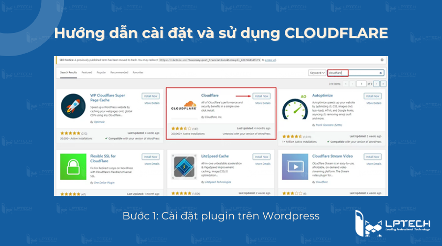 Bước 1: Cài đặt plugin Cloudflare