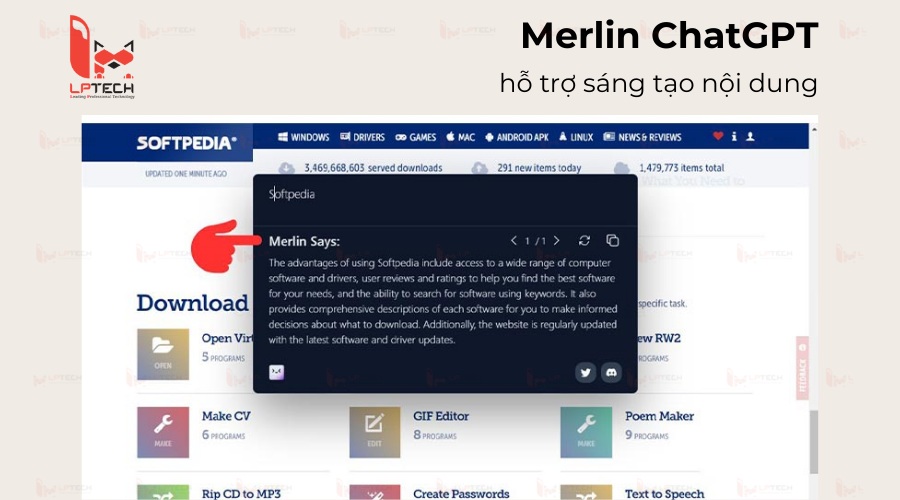 Merlin ChatGPT giúp sáng tạo nội dung