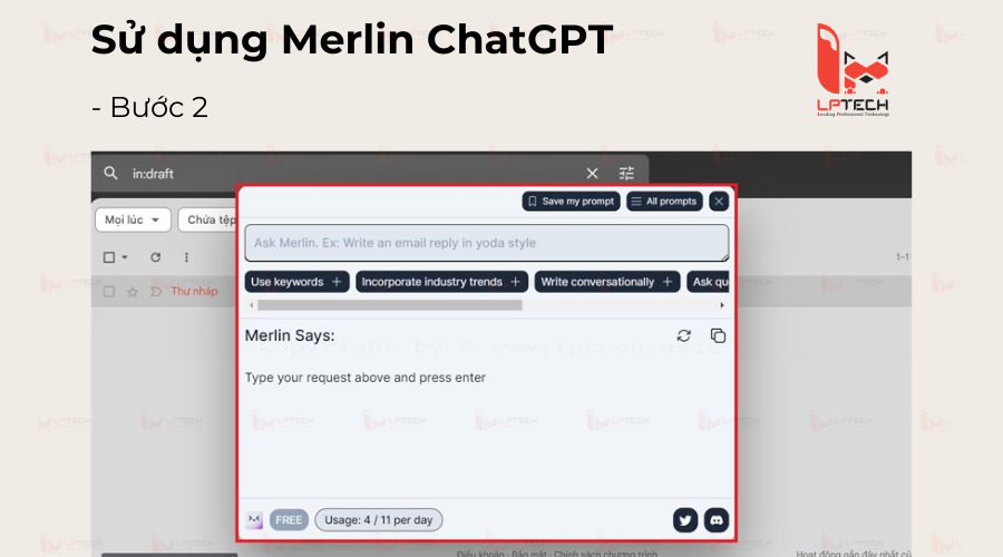 Bước 2: Mở công cụ Merlin ChatGPT