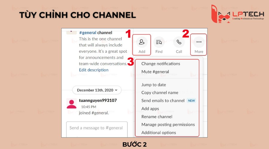 Bước 2: Chọn các tùy chỉnh cho channel