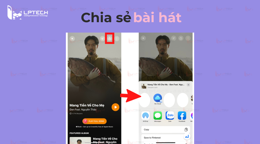 Cách chia sẻ bài hát qua Shazam