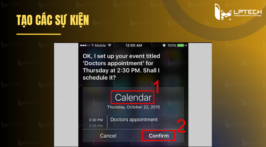 Tạo sự kiện bằng Siri