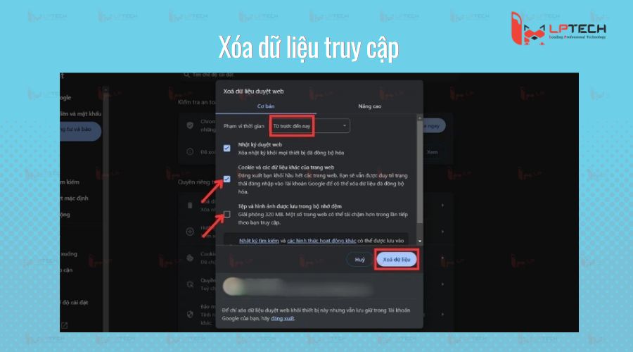 Xóa dữ liệu truy cập trên internet