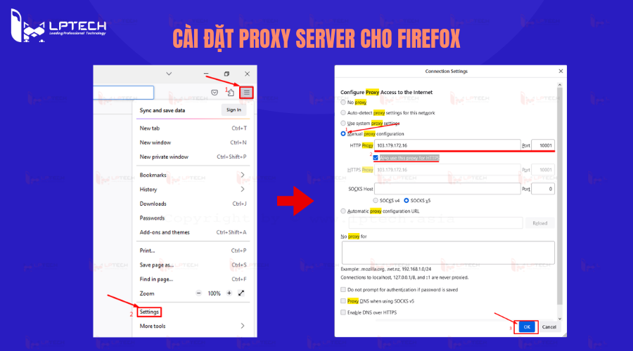 Cài đặt Proxy Server cho Firefox