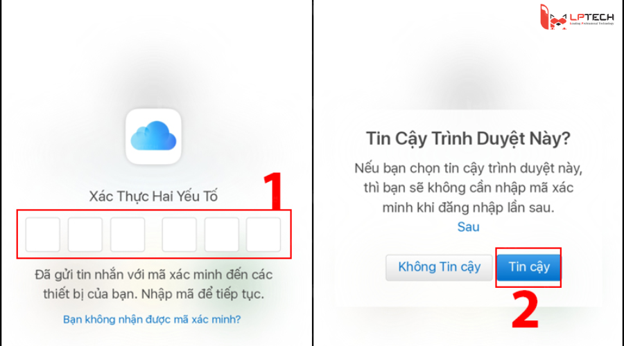 Đăng nhập iCloud trên Android  - Nhập mã xác thực