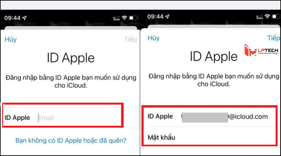 Đăng nhập iCloud trên Iphone, Ipad - Nhập thông tin tài khoản