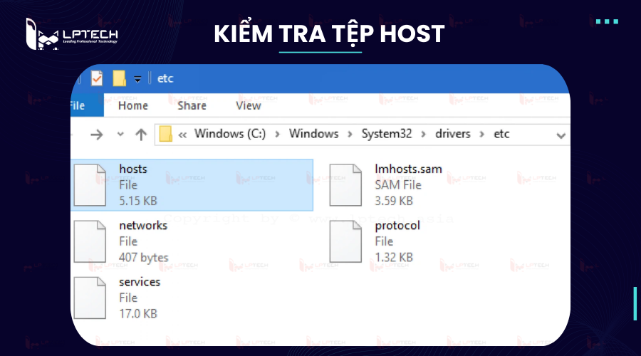Kiểm tra tệp hosts