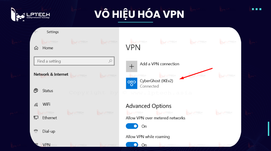 Tạm thời vô hiệu hóa VPN và phần mềm diệt virus