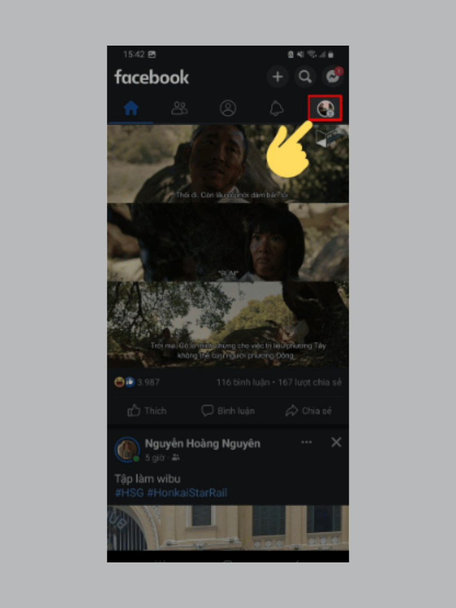 Tắt like trên Android - Nhấp vào avatar