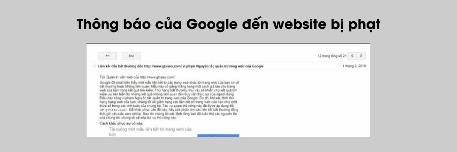 Ví dụ về thông báo tác vụ thủ công từ Google