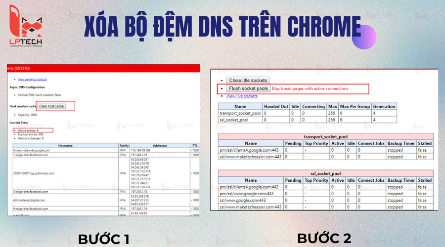 Nhập lệnh ‘chrome://net-internals/#dns’ vào thanh URL