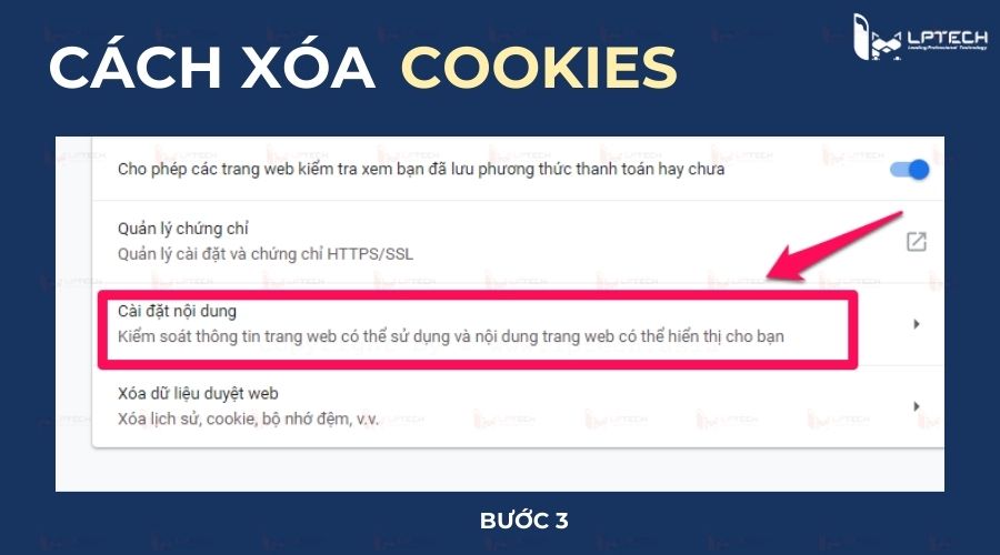 Hướng dẫn cách xóa Cookie - Bước 3