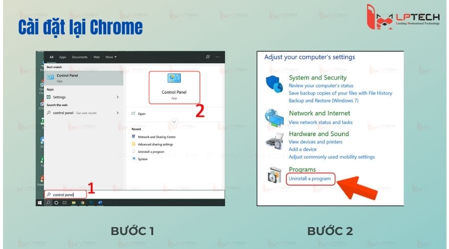 Cài đặt lại Chrome trên máy tính (Bước 1 và 2)
