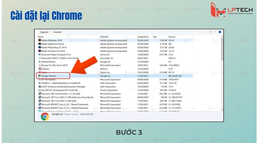 Cài đặt lại Chrome trên máy tính (Bước 3)