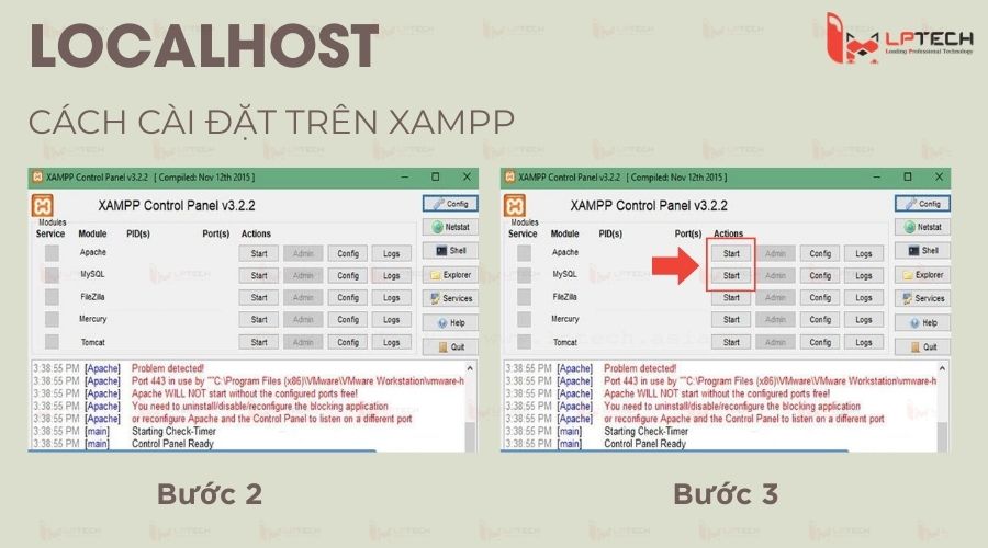 Hướng dẫn cài đặt Localhost trên XAMPP - Bước 2,3