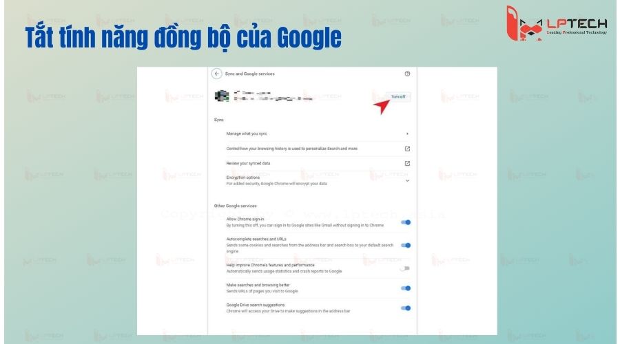 Tắt tính năng đồng bộ của Google