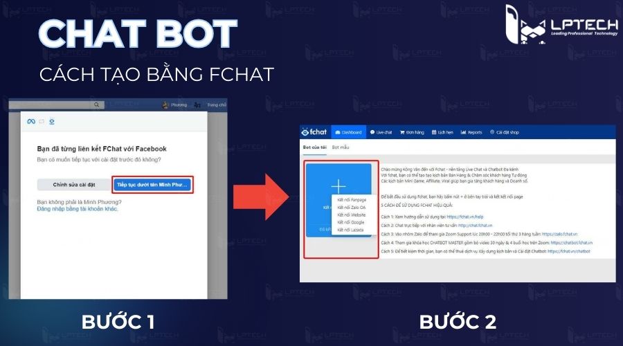 Cách tạo chatbot bằng Fchat - Bước 1,2