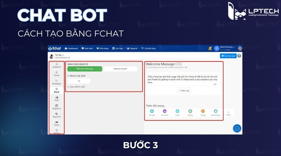 Cách tạo chatbot bằng Fchat - Bước 3