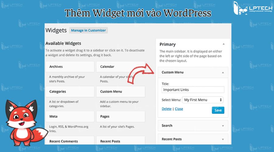 Thêm Widget mới vào WordPress