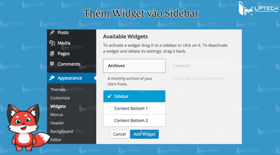 Thêm Widget vào Sidebar