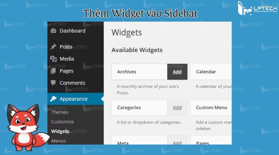 Thêm Widget vào Sidebar