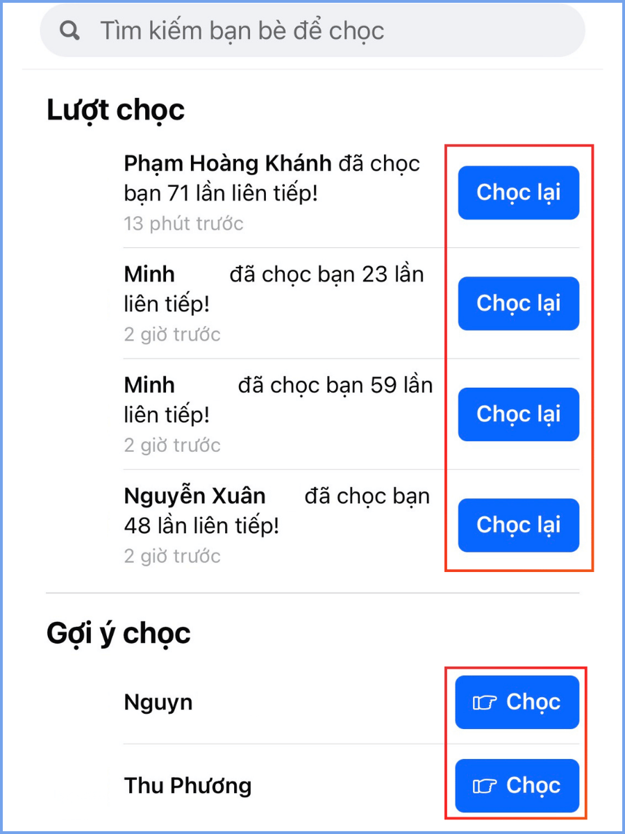 Nhấn Poke để chọc 