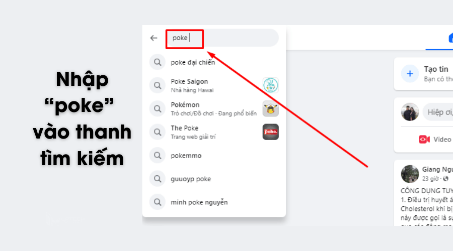 Gõ Poke trên thanh tìm kiếm 