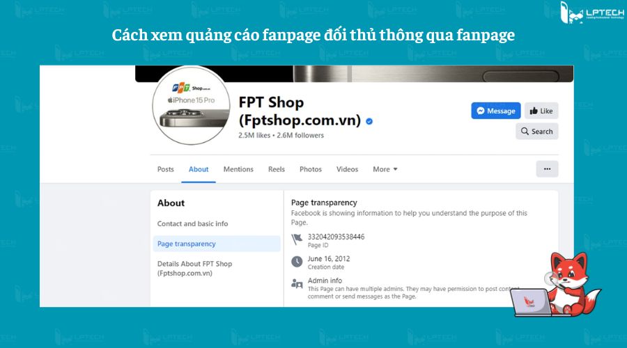 Thông qua fanpage bước 2