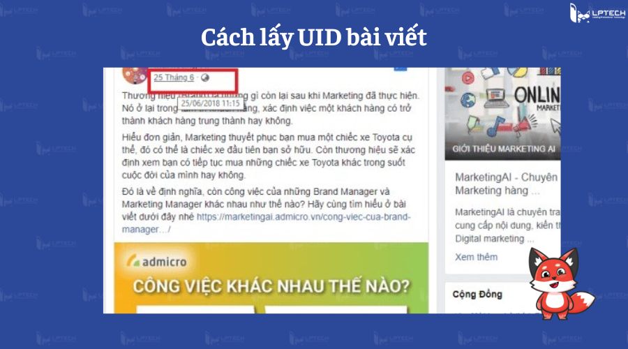 Cách lấy UID của bài viết