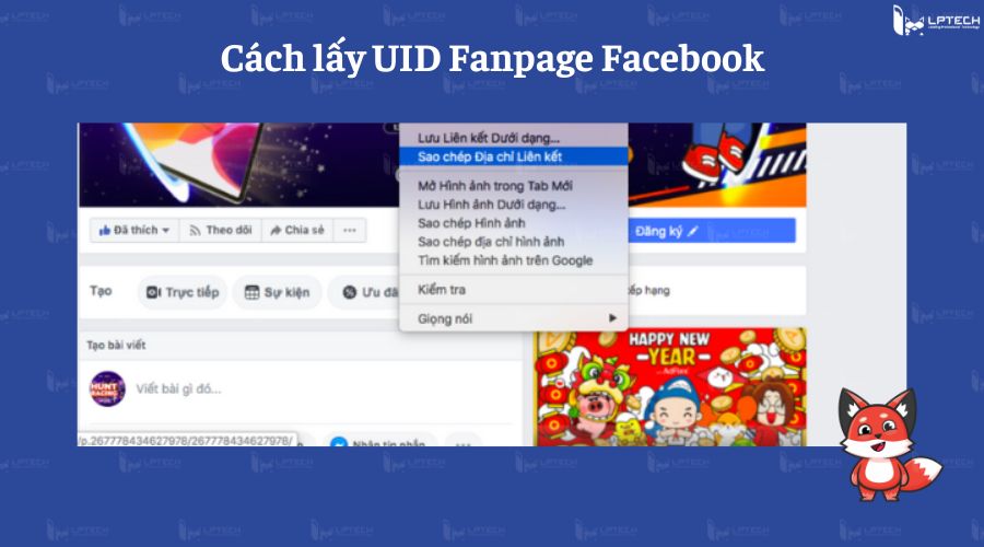 Cách lấy UID Fanpage Facebook