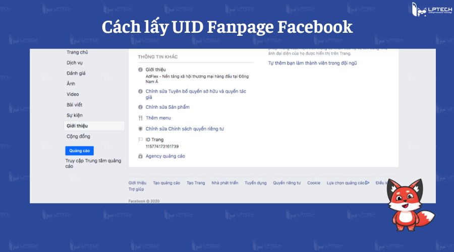 Cách lấy UID Fanpage Facebook