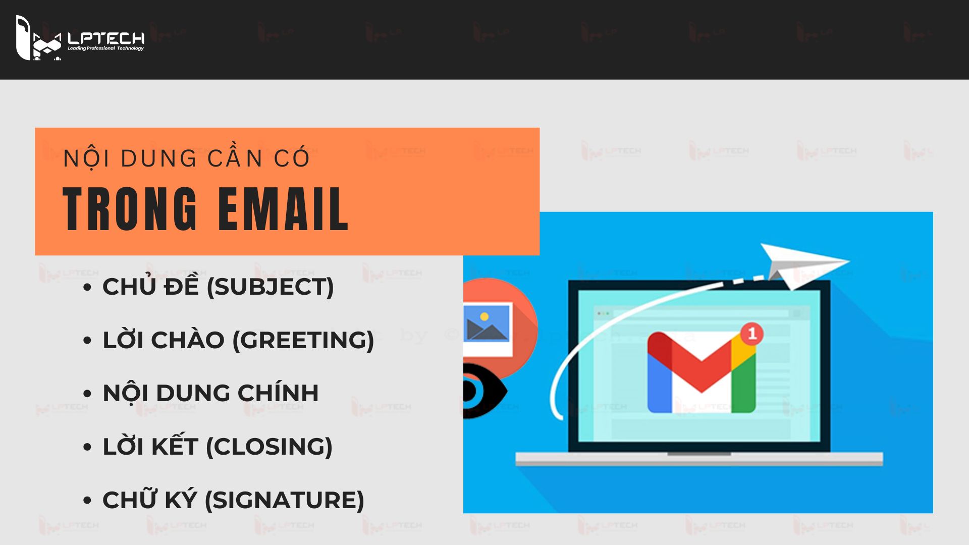 Nội dung cần có trong email