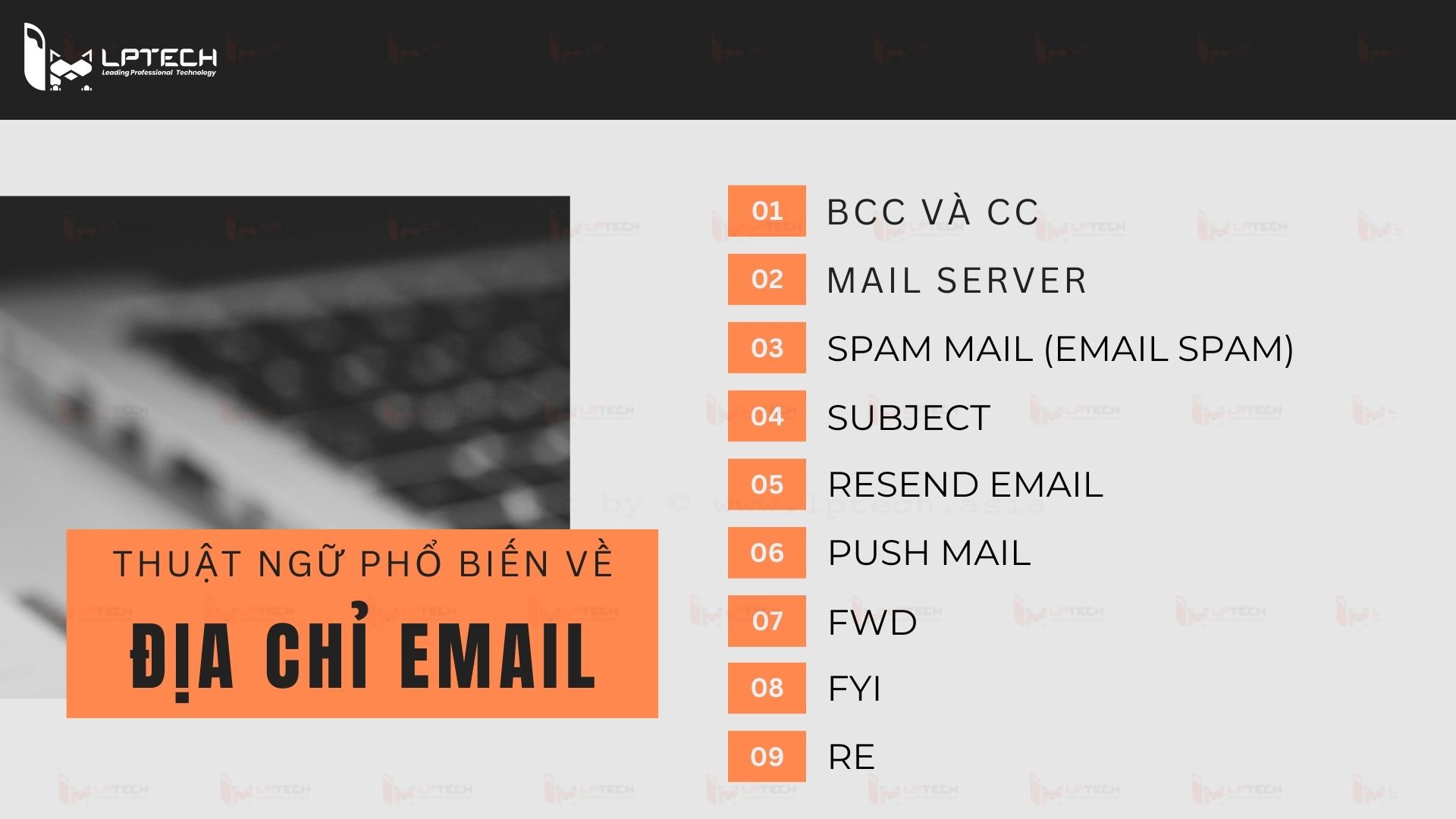 Một số thuật ngữ phổ biến trong email