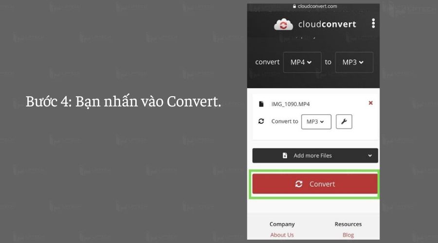 Nhấn convert để chuyển đổi