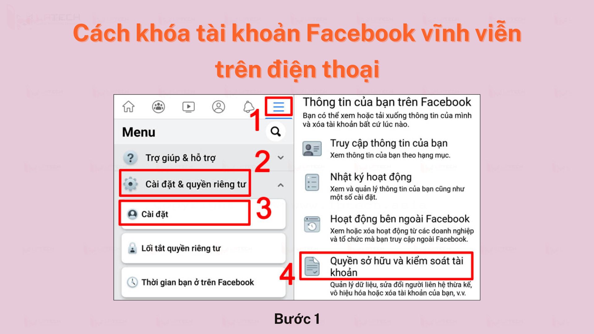 Chọn Quyền sở hữu và kiểm soát tài khoản trong Cài đặt