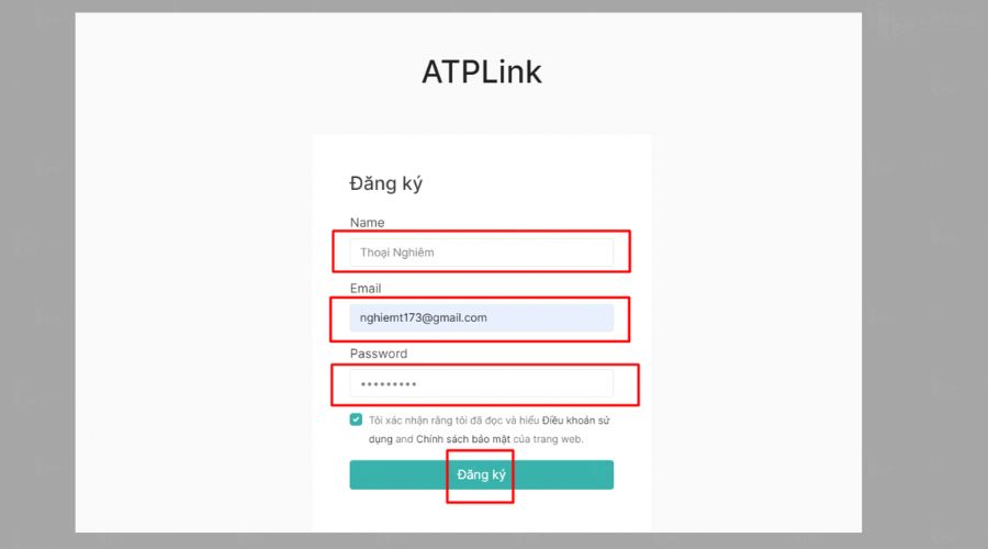 Bạn thực hiện đăng ký tài khoản ATP