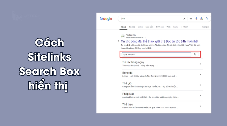 Cách Sitelinks Search Box hiển thị