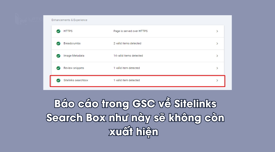 Báo cáo về Sitelinks Search Box trong GSC