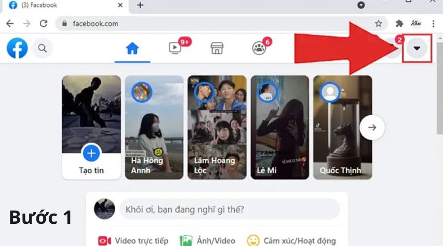 truy cập vào ứng dụng Facebook