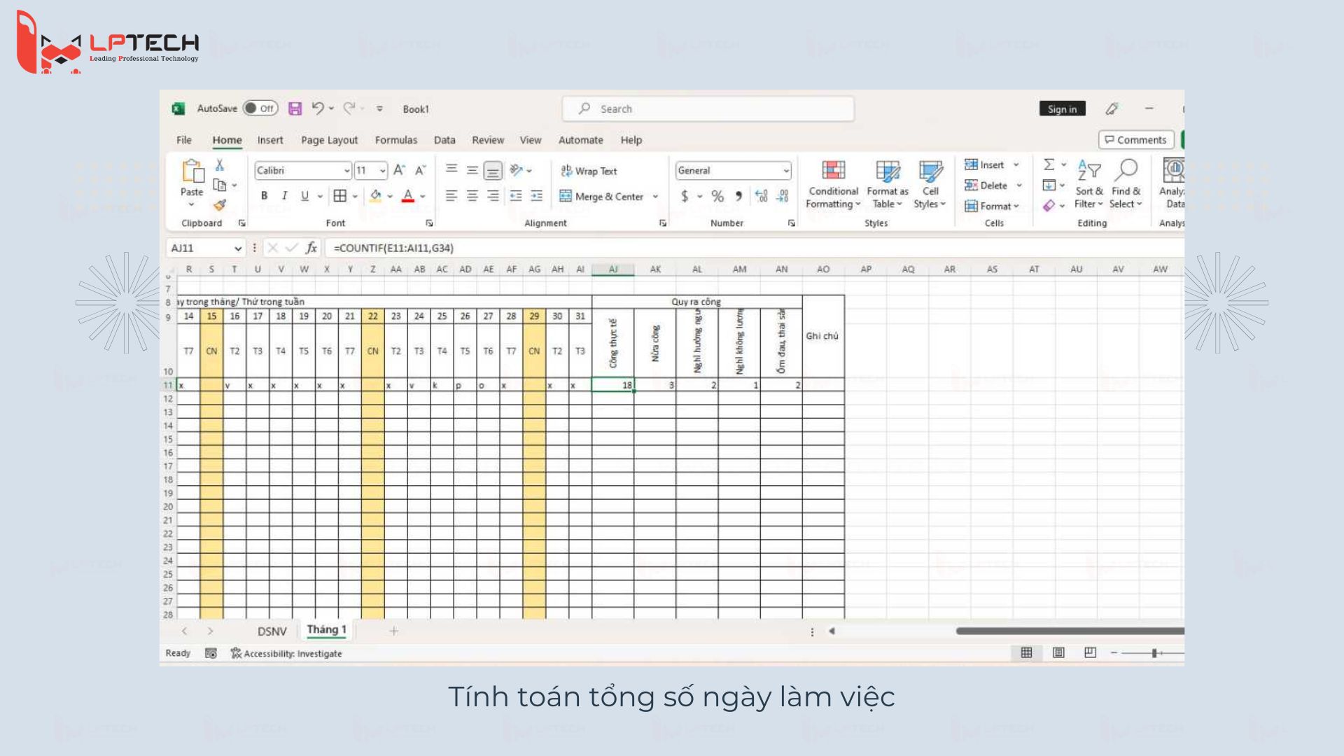 Tính toán tổng số ngày làm việc