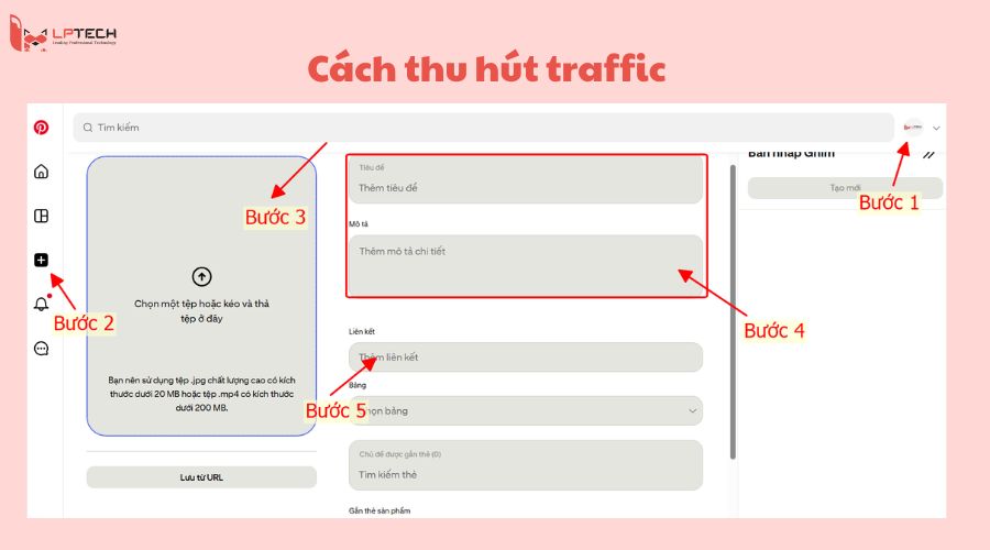Các thu hút traffic về cho website thông qua pinterest