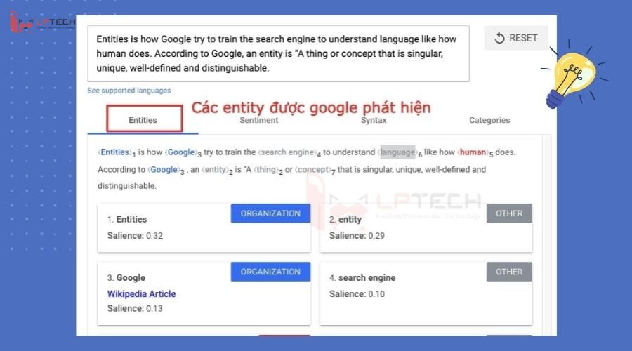 Google thu thập dữ liệu entity