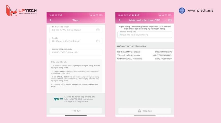 liên kết ví Momo với tài khoản ngân hàng